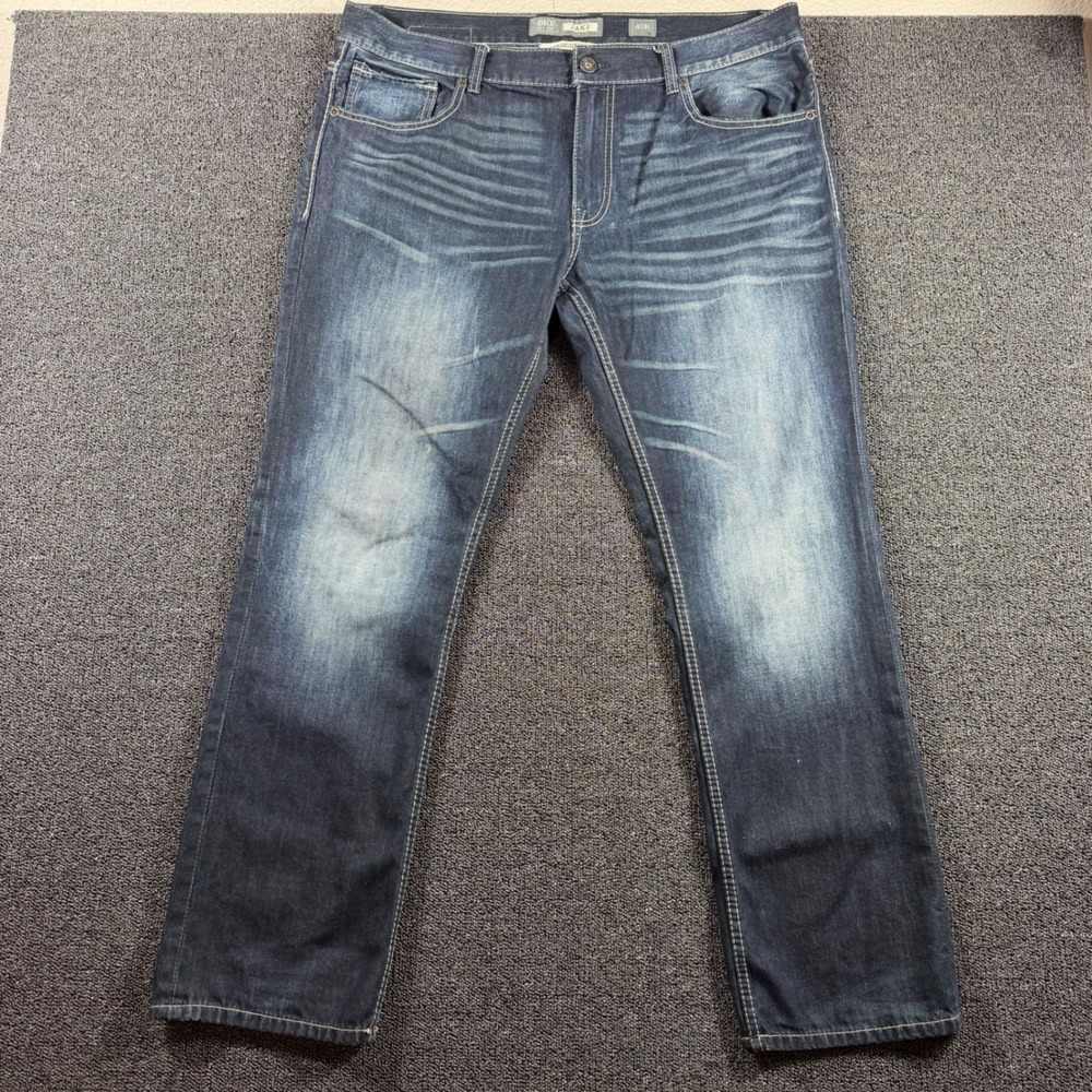 BKE Jake Straight Leg Jeans Men's 40x32 (40R) Dark Wash Denim Whiskered Western